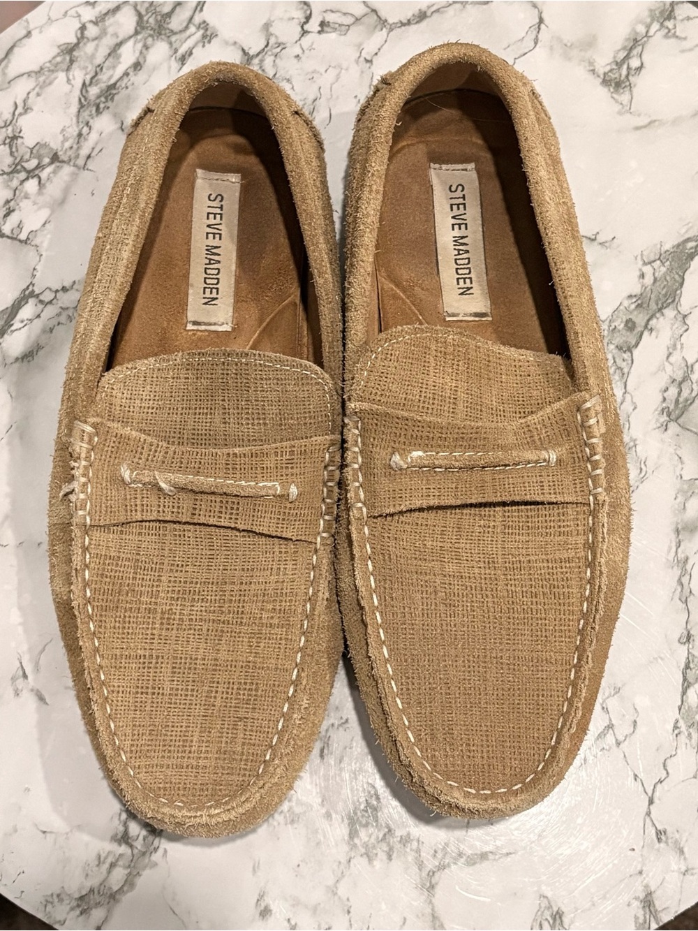 Steve Madden Men's Beige/Tan Linen Penny Loafers
